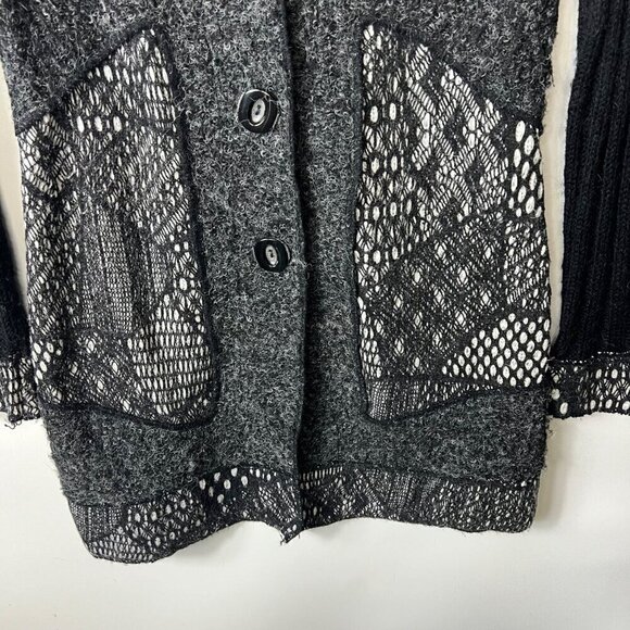 Sioni artsy color block long wool cardigan collared women’s size medium - Picture 4 of 9